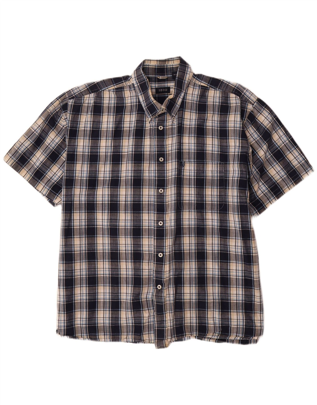 Ανδρικό κοντομάνικο πουκάμισο IZOD XL Navy Blue Check Cotton