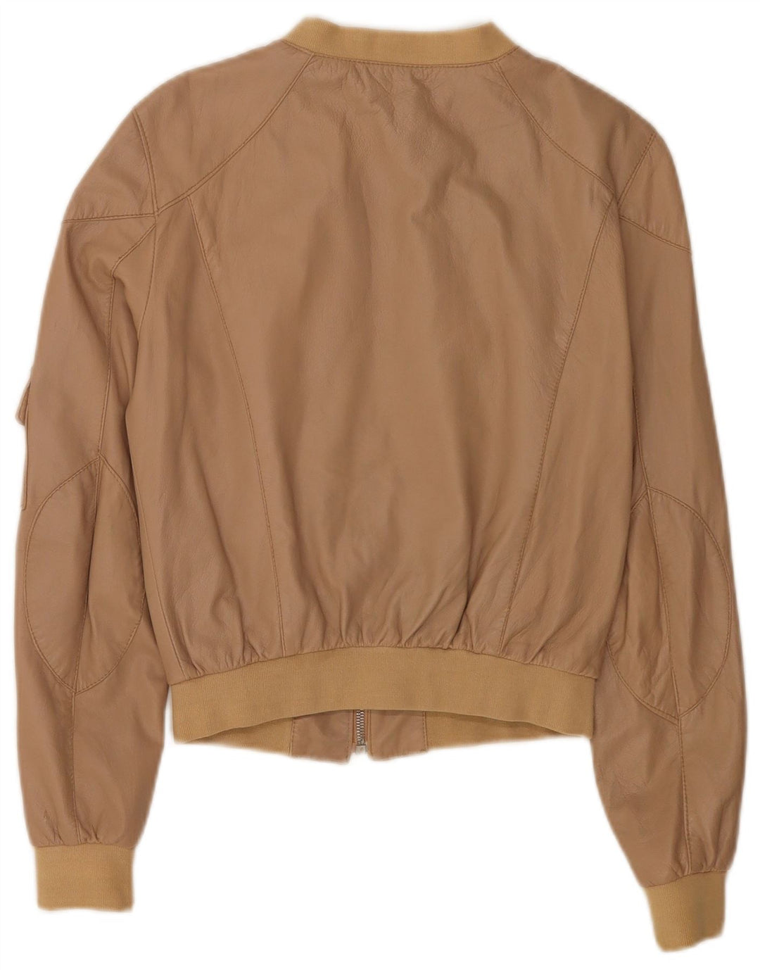 Forpen Γυναικείο Crop Leather Bomber Jacket UK 10 Small Beige