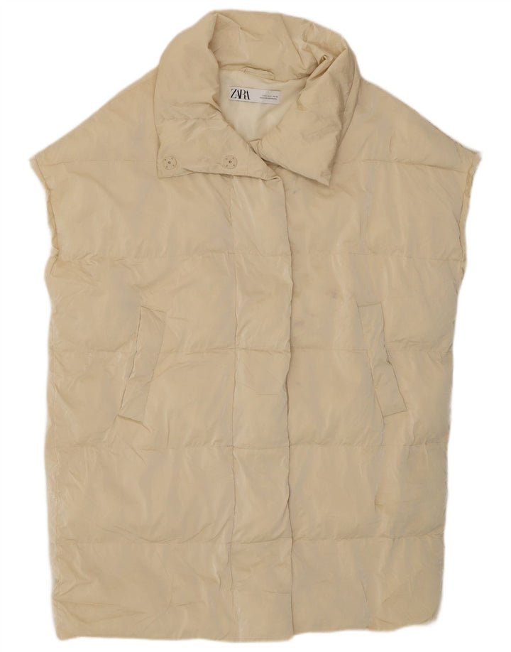 Zara Γυναικεία Longline Oversized Gilet UK 10 Small Beige Polyester