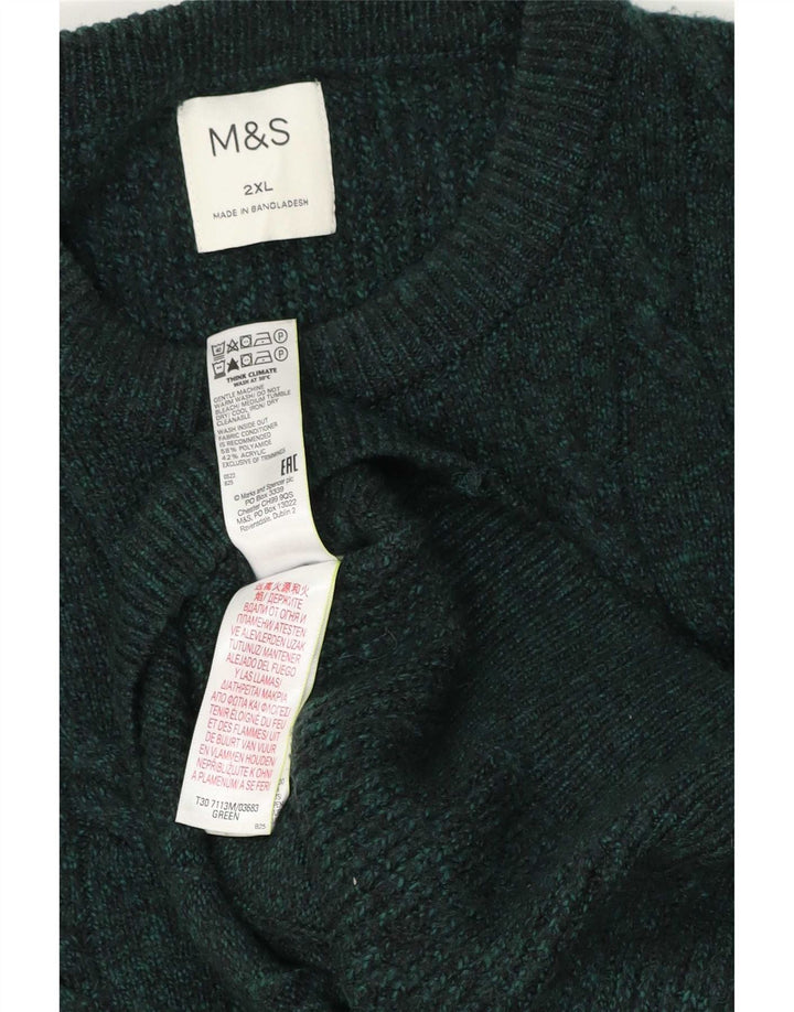 Marks & Spencer Ανδρικό πουλόβερ με λαιμόκοψη 2XL πράσινο πολυαμίδιο