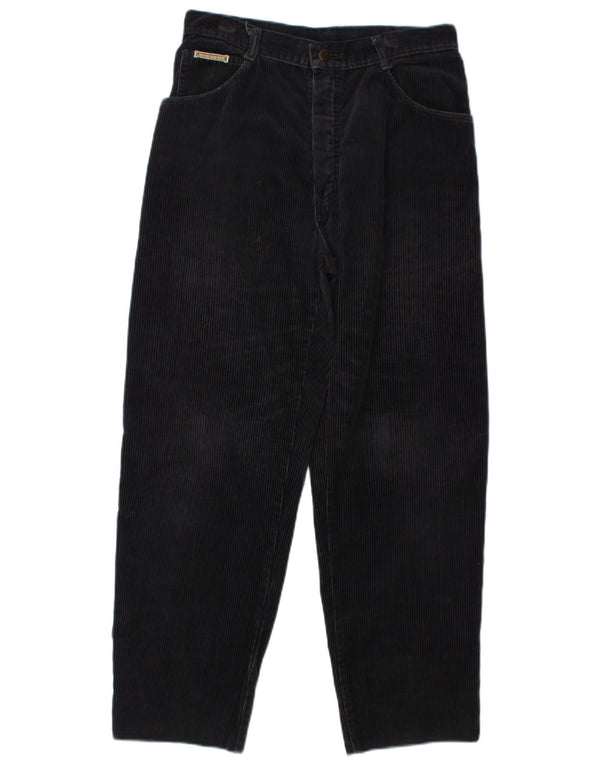 VINTAGE Womens Crop Tapered Corduroy Trousers IT 40 Small W28 L26 Black