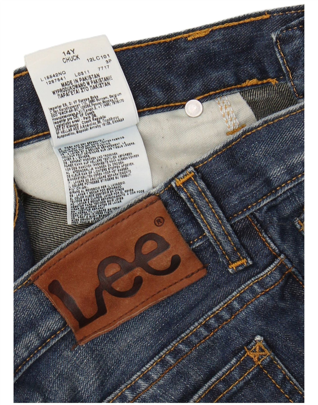 LEE Boys Chuck Straight Jeans 13-14 ετών W28 L31 Μπλε βαμβακερό