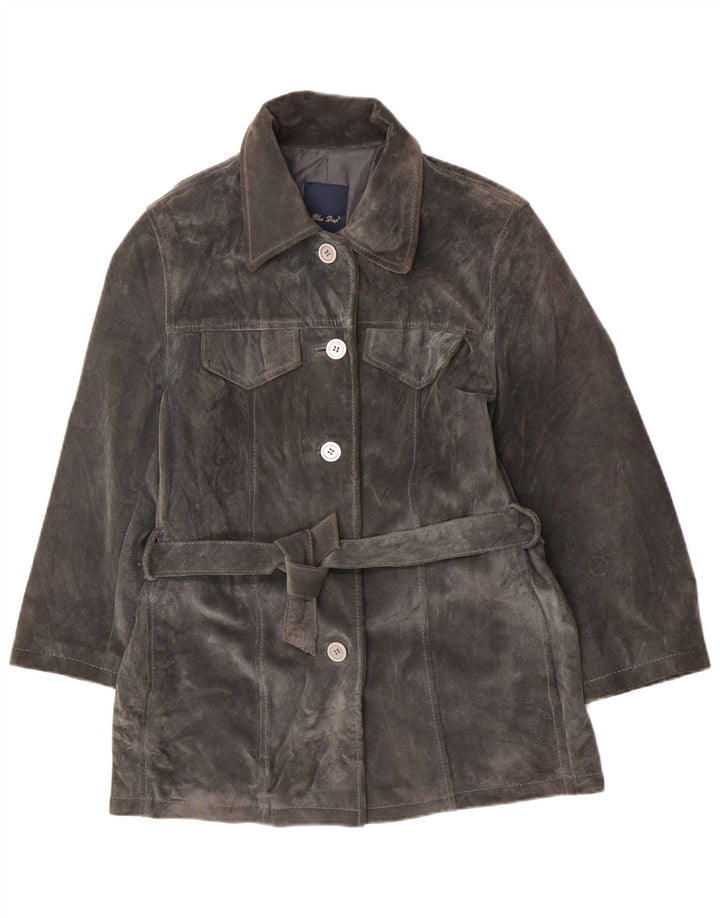 Vintage Γυναικείο Suede Jacket UK 14 Medium Grey Leather