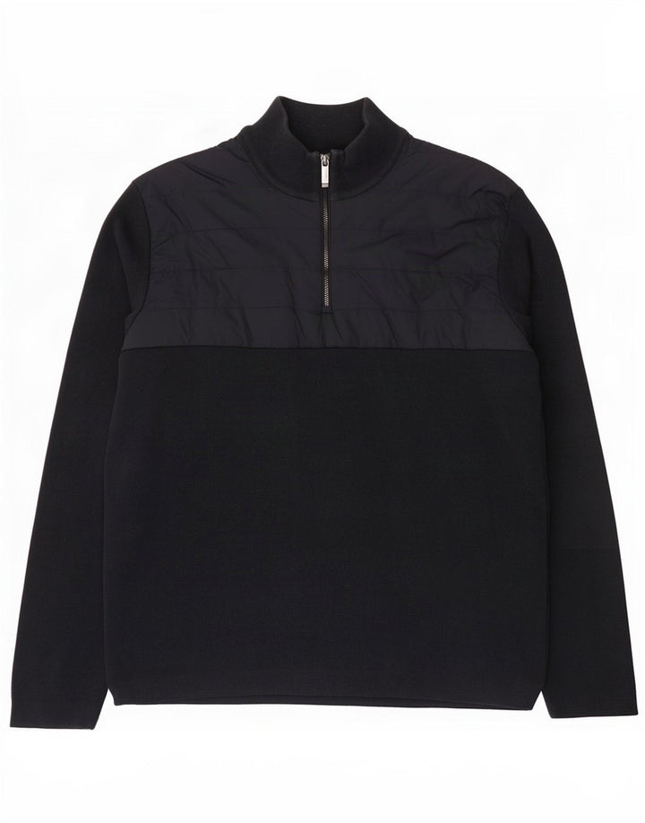 Ανδρικό πουλόβερ Massimo Dutti με φερμουάρ, Βαμβακερό, μπλε ναυτικό