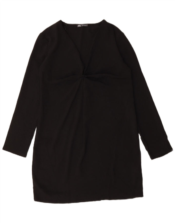 Zara Γυναικείο μακρυμάνικο φόρεμα Shift UK 10 Small Black Polyester