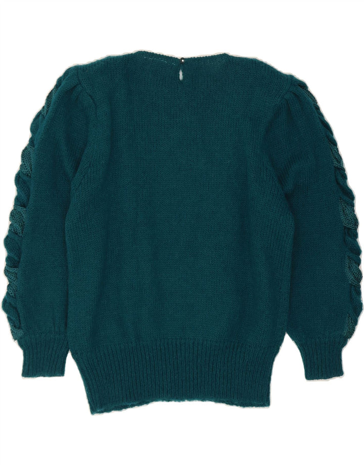 NUOVA MODA Womens Boat Neck Jumper Sweater IT 44 Medium Green Polyacrylic Vintage Nuova Moda and Second-Hand Nuova Moda from Messina Hembry 