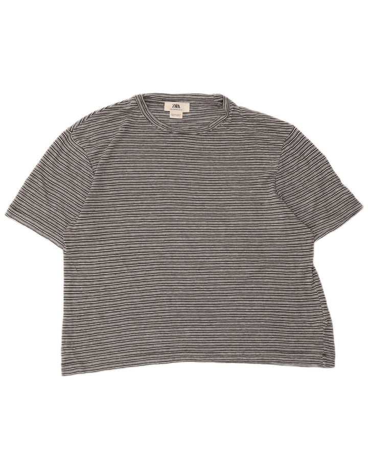 Ανδρικό T-Shirt Zara Τοπ μεσαίου γκρι ριγέ κάνναβης