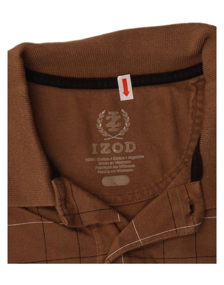 Izod Ανδρικό Πόλο Μπλουζάκι Μεσαίο Καφέ Γεωμετρικό Βαμβάκι