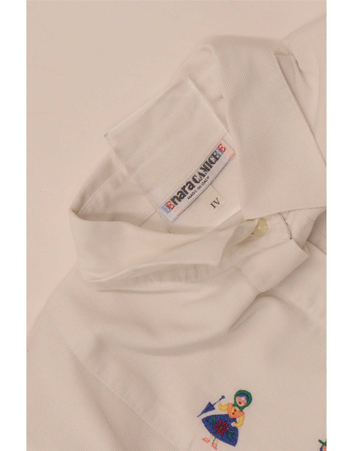 Naracamicee Γυναικείο πουκάμισο γραφικό Μπλούζα UK 14 Medium White Ethnic