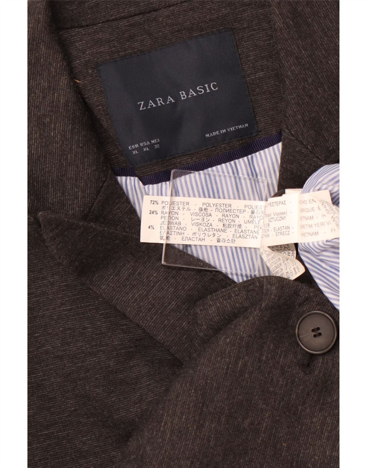 ZARA Γυναικείο Μπουφάν 1 Κουμπί Blazer UK 18 XL Γκρι Πολυεστέρας