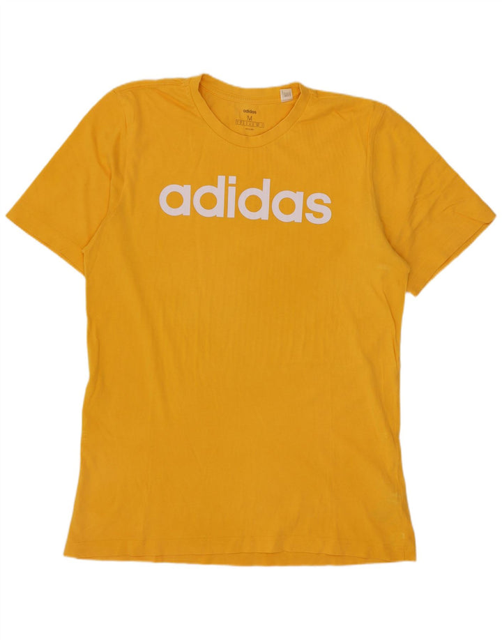 Ανδρικό γραφικό T-Shirt Adidas Top από μεσαίο κίτρινο βαμβάκι