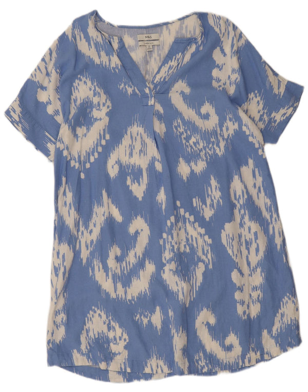 Marks & Spencer Γυναικεία Σκηνή Φόρεμα UK 16 Large Blue Geometric Len