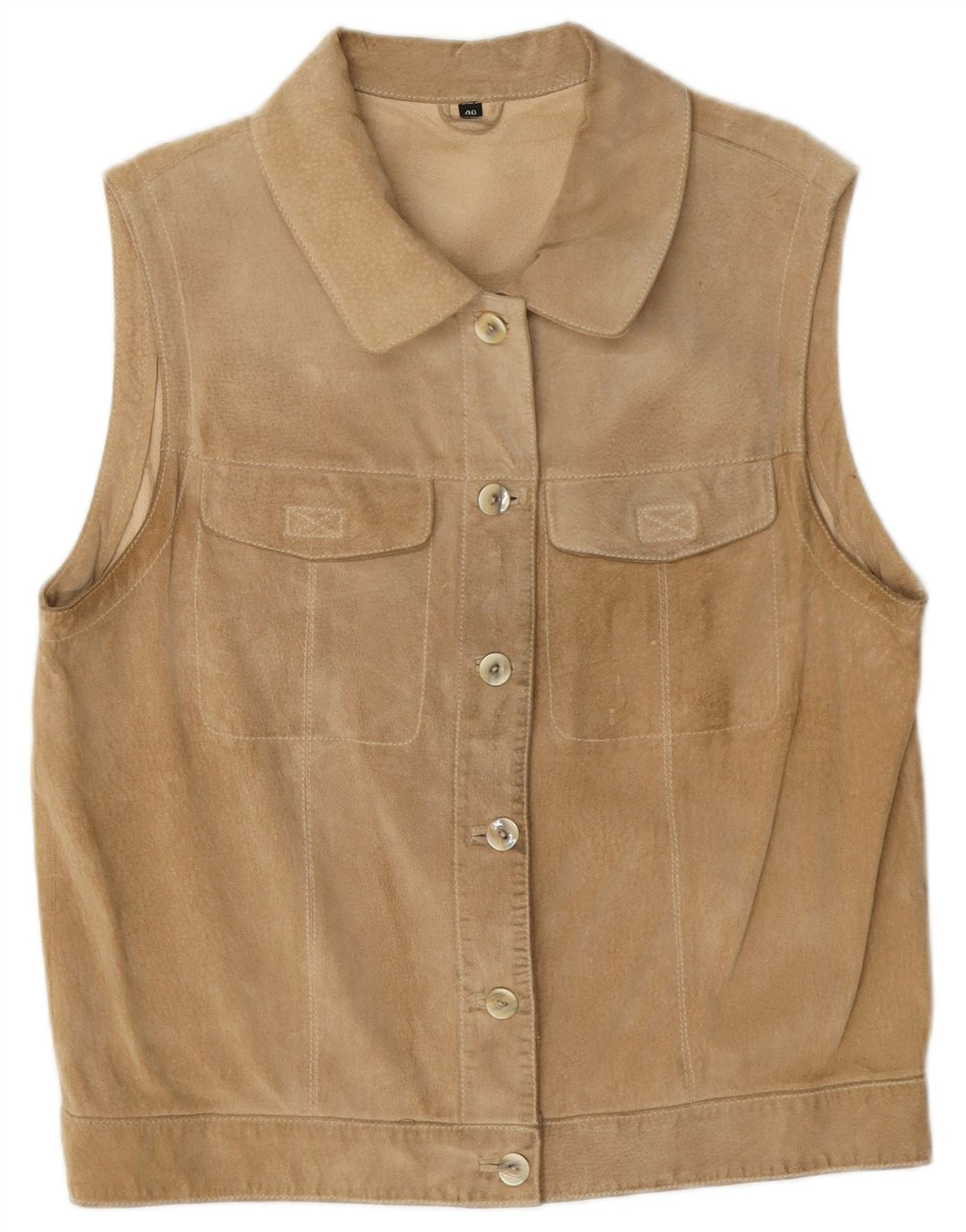 Vintage Γυναικείο Suede Gilet EU 40 Medium Beige Leather