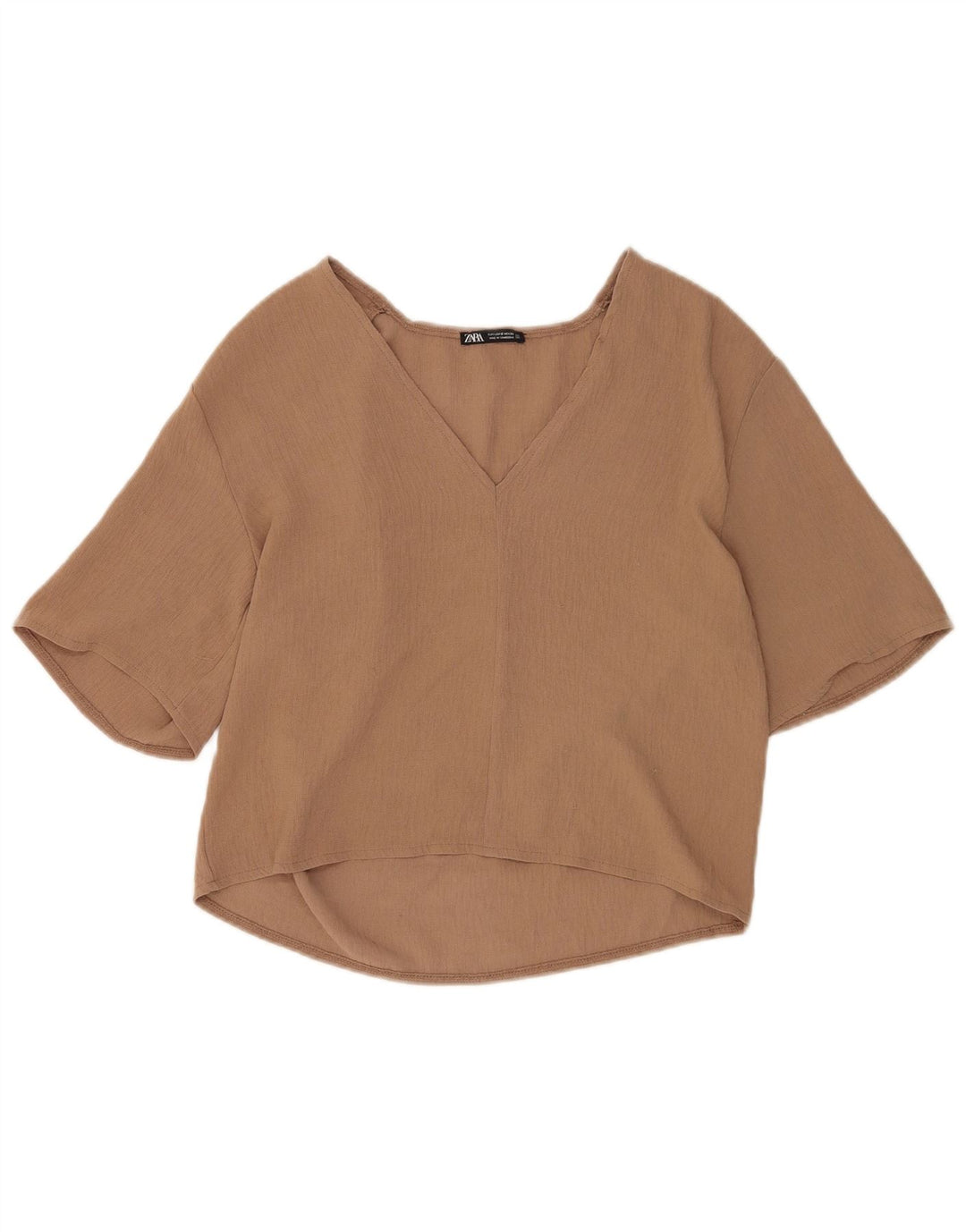 Zara Γυναικεία μπλούζα με 1/2 μανίκια τοπ UK 10 Small Brown