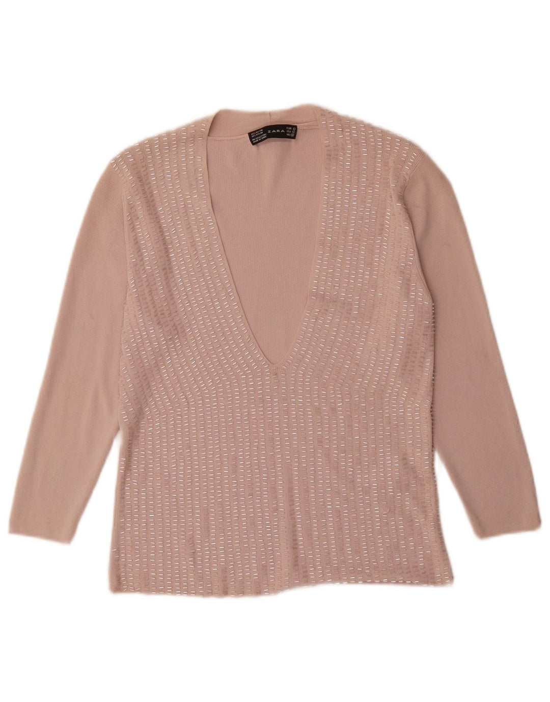 Zara Γυναικεία Μπλούζα Τοπ UK 14 Large Pink Rayon