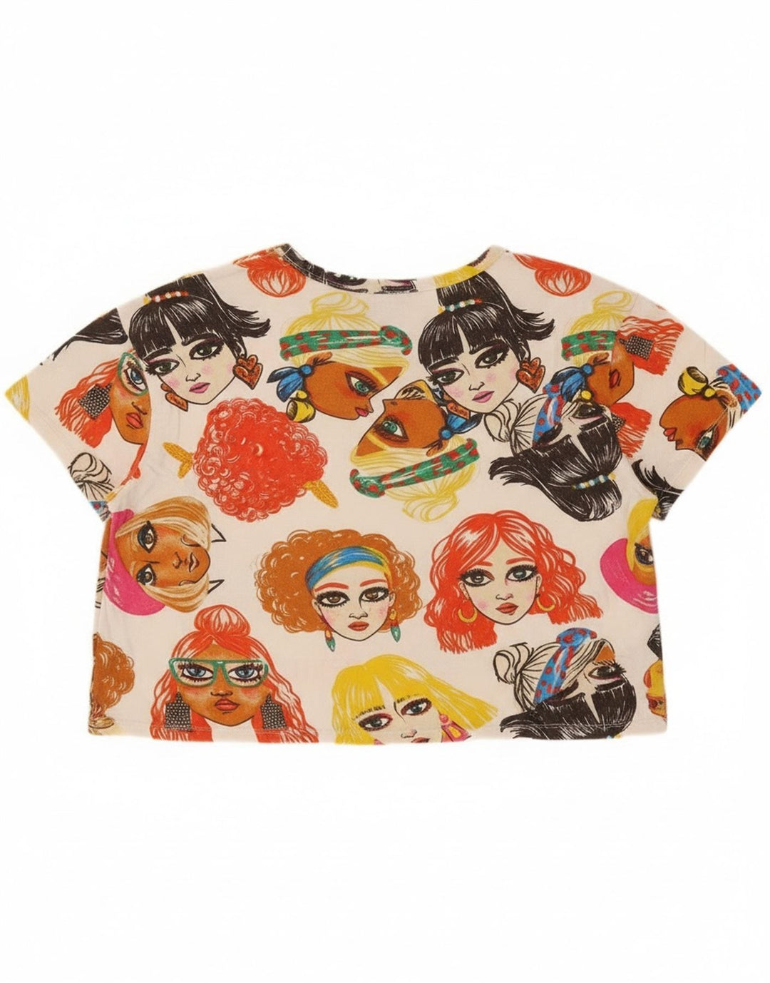 Zara Γυναικείο Crop Graphic T-Shirt Top UK 14 Medium πολύχρωμο