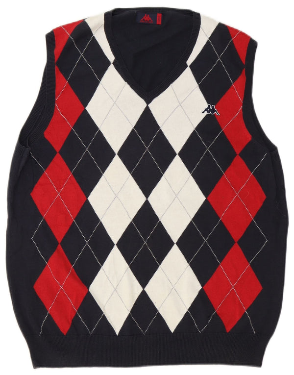 Kappa Ανδρικό γιλέκο Tank Top Large Navy Blue Argyle/Diamond Cotton