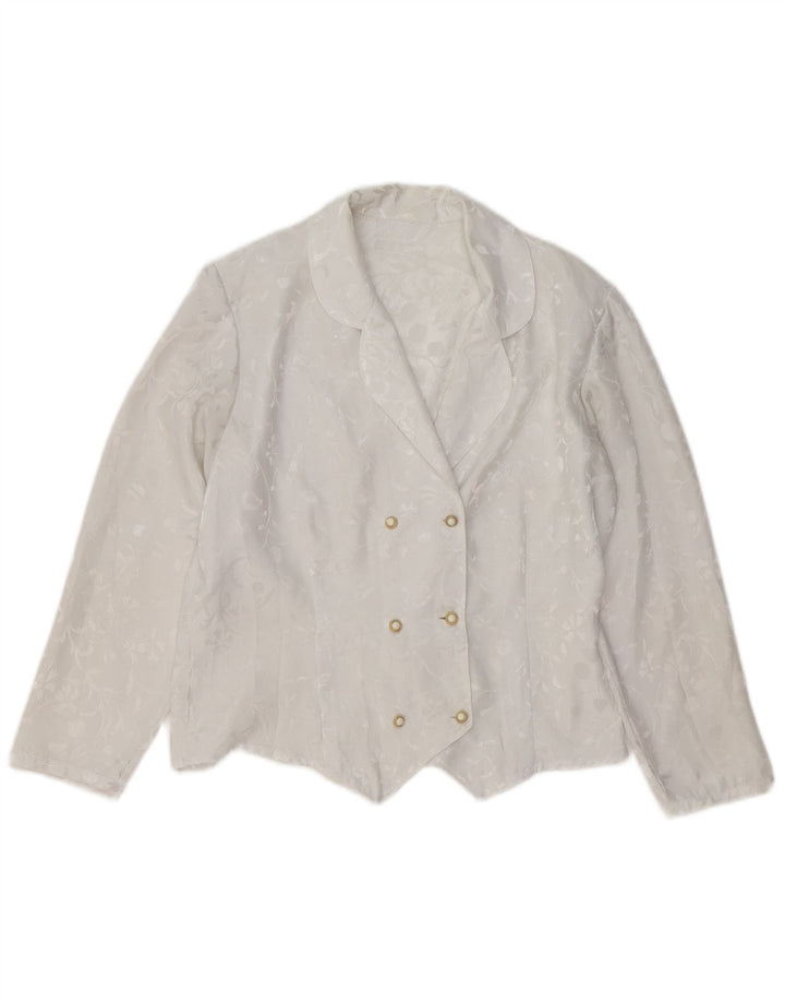 Vintage Γυναικείο Μπουφάν Blazer 3/4 μανίκι UK 14 Medium White Floral