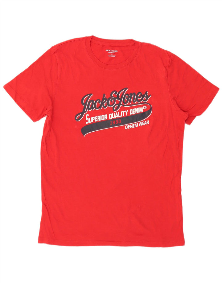 Ανδρικό γραφικό μπλουζάκι Jack & Jones, μεσαίο κόκκινο βαμβακερό