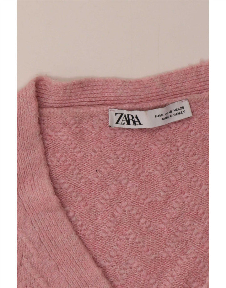 Zara Γυναικείο πουλόβερ με ζακέτα UK 10 Small Pink