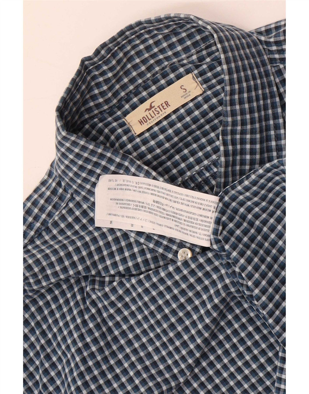 Ανδρικό πουκάμισο Hollister Small Navy Blue Gingham Cotton