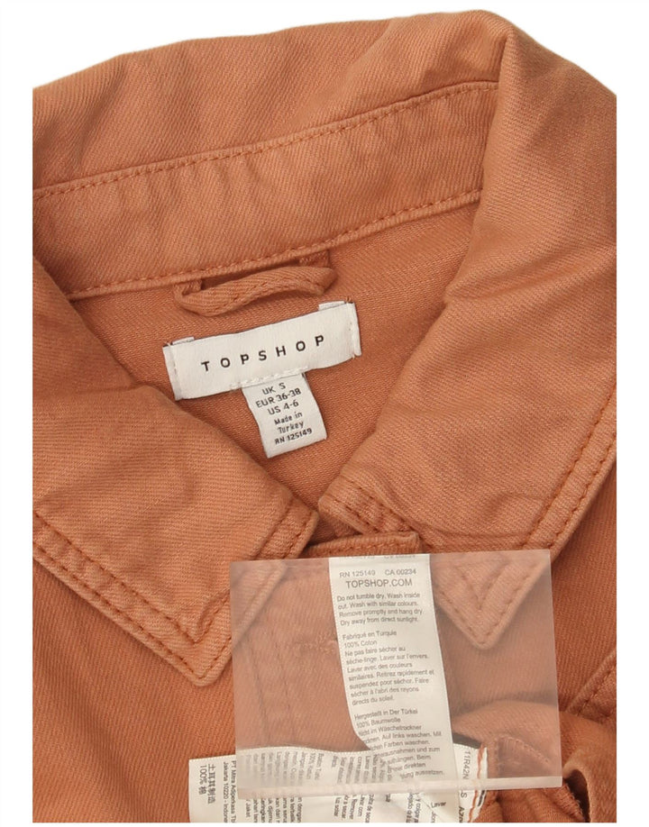 Topshop Γυναικείο Crop Oversized Τζιν μπουφάν UK 10 Small πορτοκαλί βαμβακερό