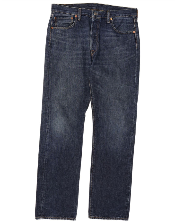 Levi's Mens 501 Straight Jeans W34 L32 Navy Blue Cotton