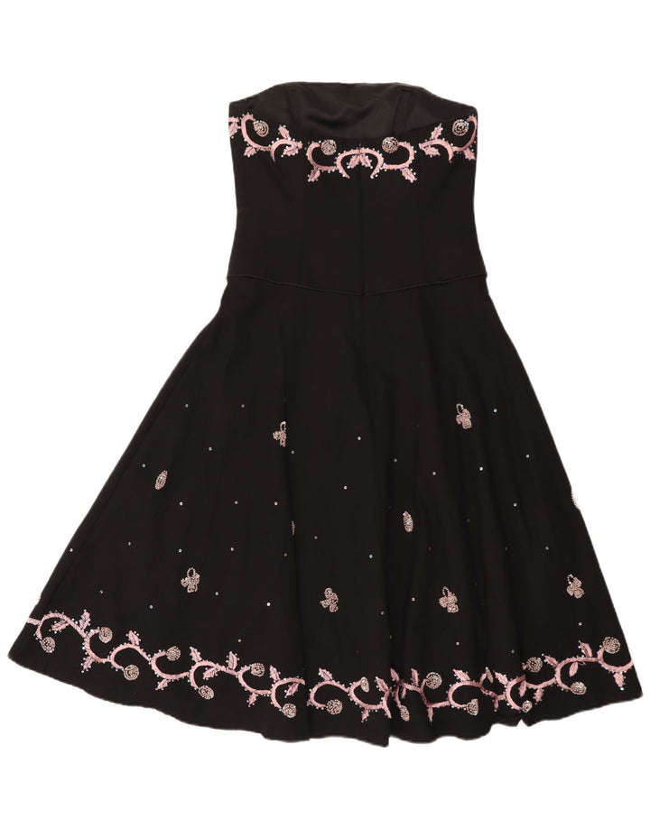 Monsoon Γυναικείο Στράπλες Φόρεμα UK 8 Μικρό μαύρο βαμβακερό