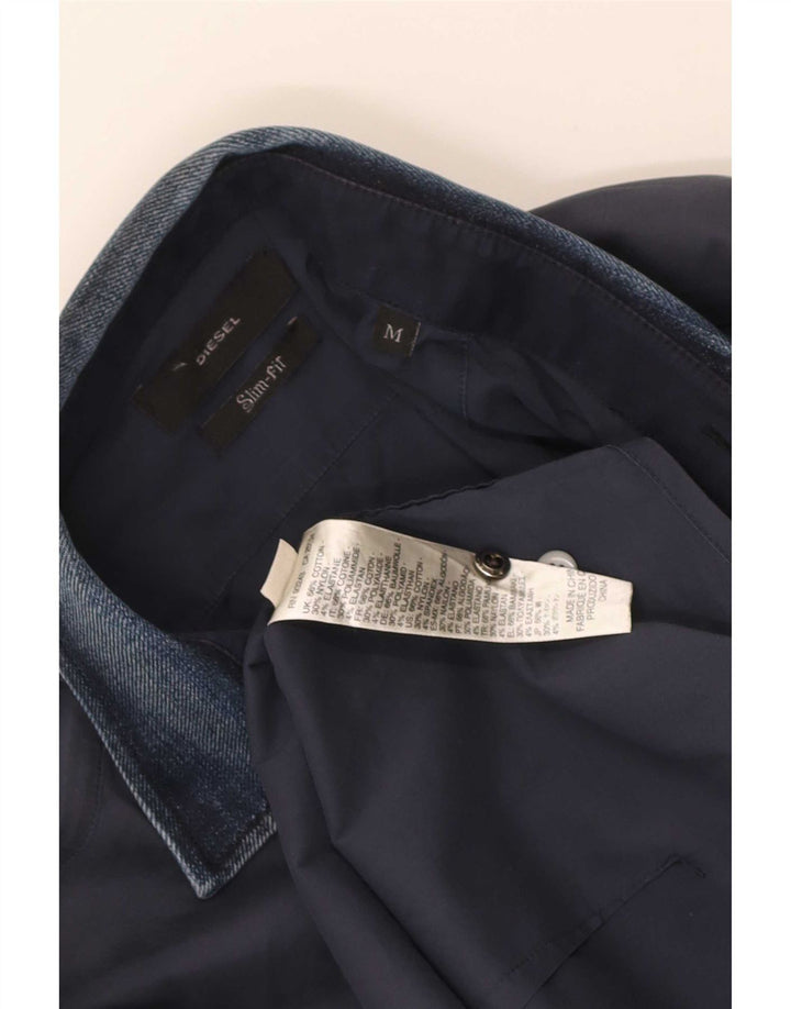 Ανδρικό πουκάμισο Diesel Slim Fit, μεσαίο μπλε βαμβακερό