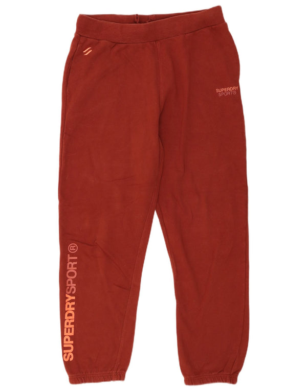 Superdry Γυναικεία φόρμα αθλητικής φόρμας γραφικά Joggers UK 12 μεσαίο κόκκινο βαμβακερό