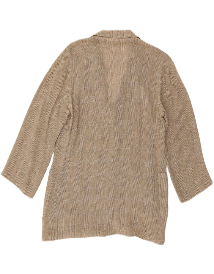 Max Mara Γυναικείο Longline Blazer Jacket UK 12 Medium Beige Houndstooth