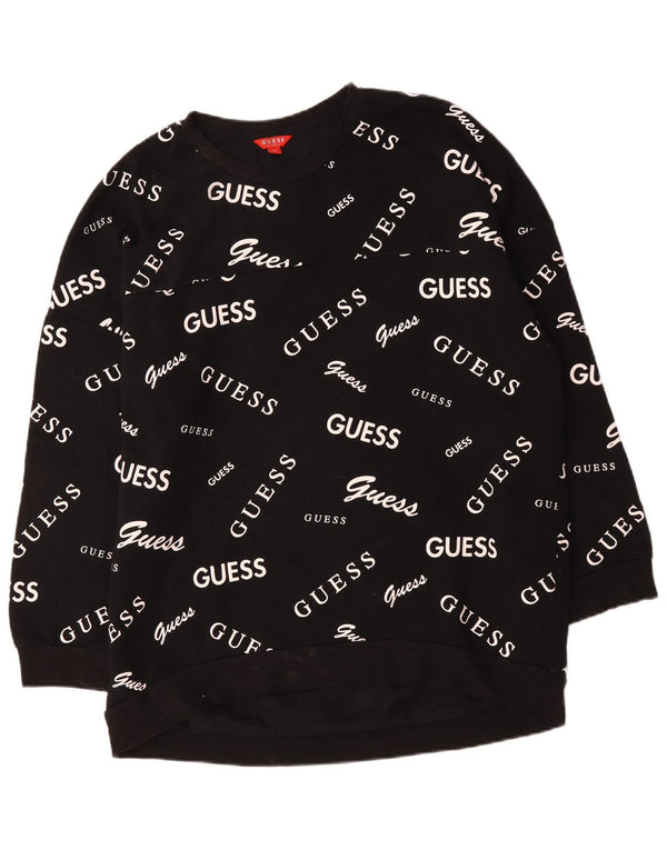 Guess Γυναικείο γραφικό υπερμεγέθη φούτερ Jumper UK 18 XL Μαύρο βαμβακερό