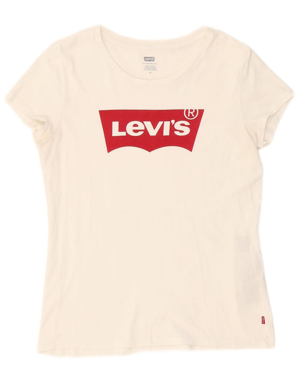 Γυναικείο γραφικό μπλουζάκι LEVI'S Top UK 12 μεσαίο λευκό βαμβακερό