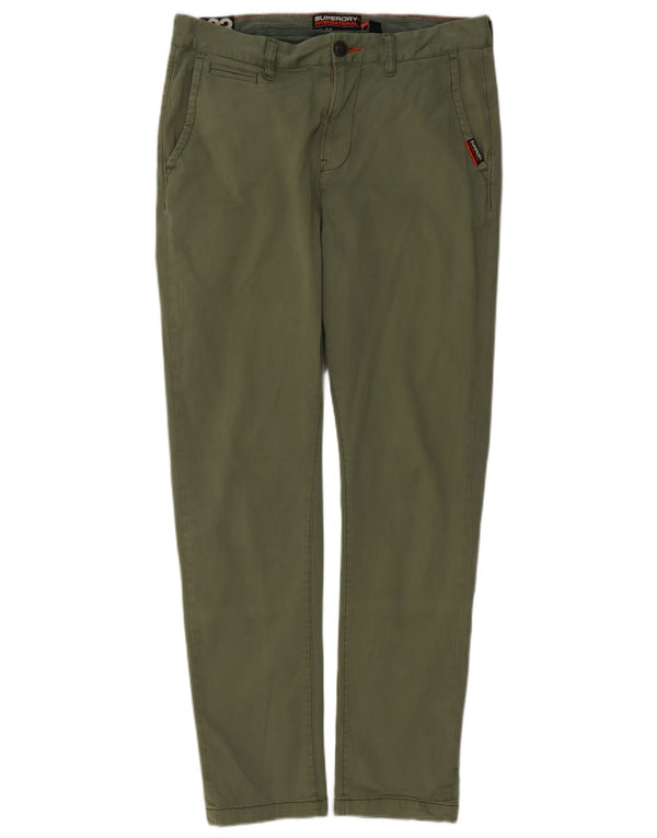 Ανδρικό παντελόνι Chino Superdry Slim Fit W33 L32 Πράσινο βαμβακερό