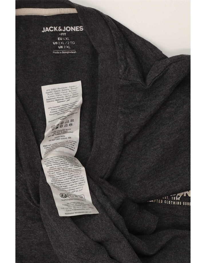 Ανδρικό μπλουζάκι Jack & Jones μακρυμάνικο 2XL γκρι βαμβακερό