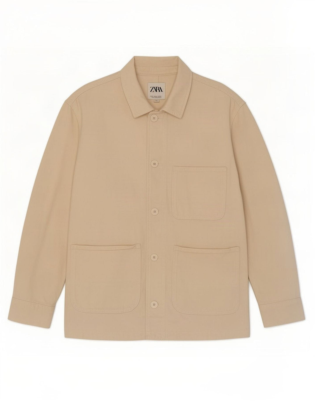 Zara Γυναικείο Utility Jacket UK 14 Medium Off White Βαμβακερό