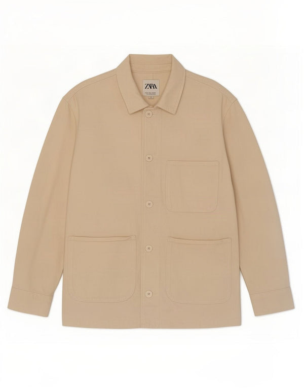 Zara Γυναικείο Utility Jacket UK 14 Medium Off White Βαμβακερό