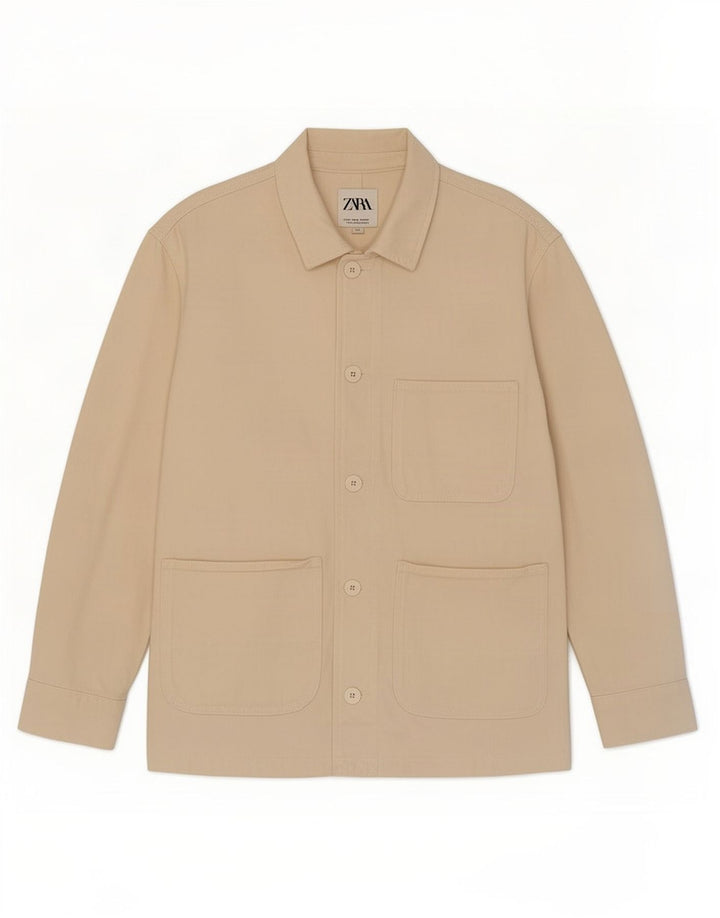 Zara Γυναικείο Utility Jacket UK 14 Medium Off White Βαμβακερό