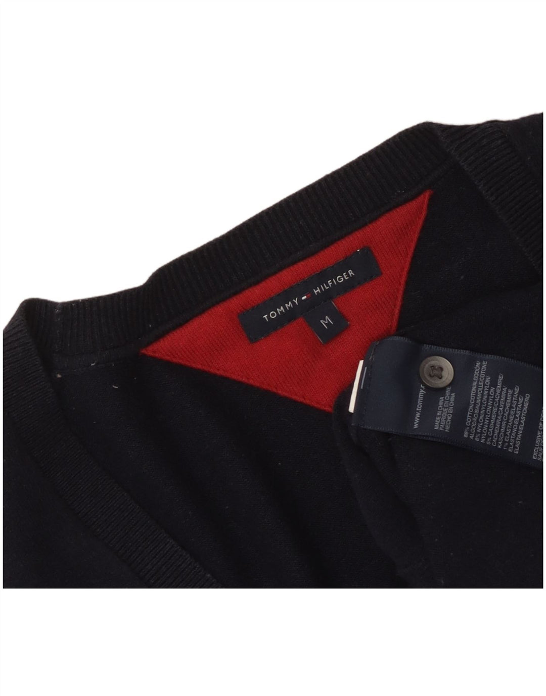 TOMMY HILFIGER Γυναικείο πουλόβερ ζακέτα UK 12 μεσαίο μπλε βαμβακερό