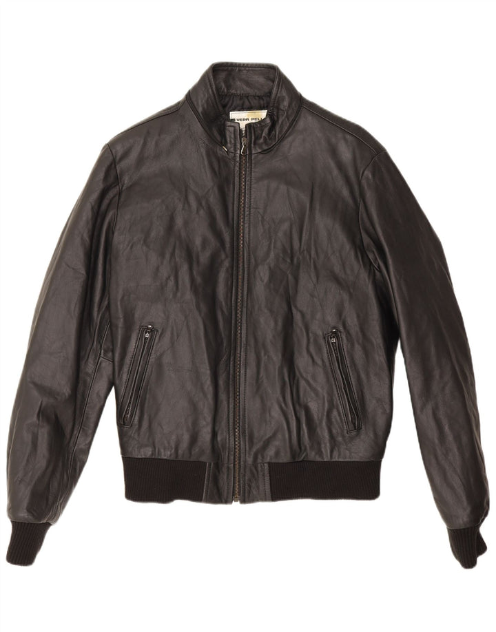 Vintage Mens Bomber Leather Jacket UK 38 Medium Black Leather