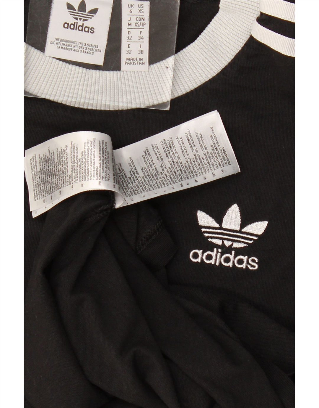 Adidas Γυναικείο T-Shirt Top UK 6 XS Μαύρο βαμβακερό