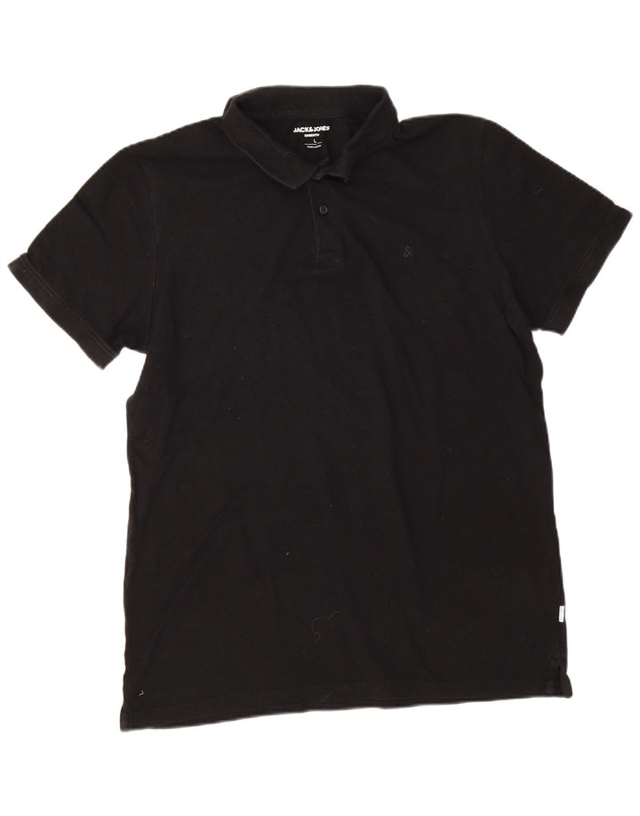 Ανδρικό μπλουζάκι πόλο Jack & Jones, μεγάλο μαύρο βαμβακερό