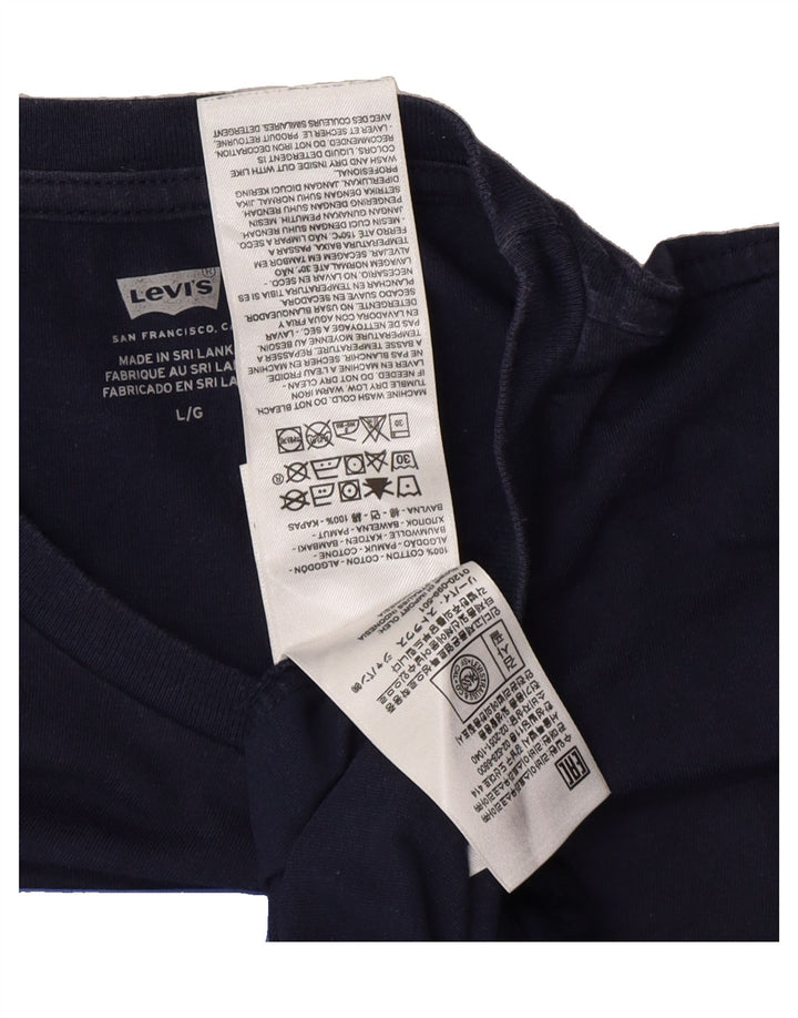 LEVI'S Mens Graphic T-Shirt Top Large Navy Blue Cotton Vintage Levi's and Second-Hand Levi's from Messina Hembry 