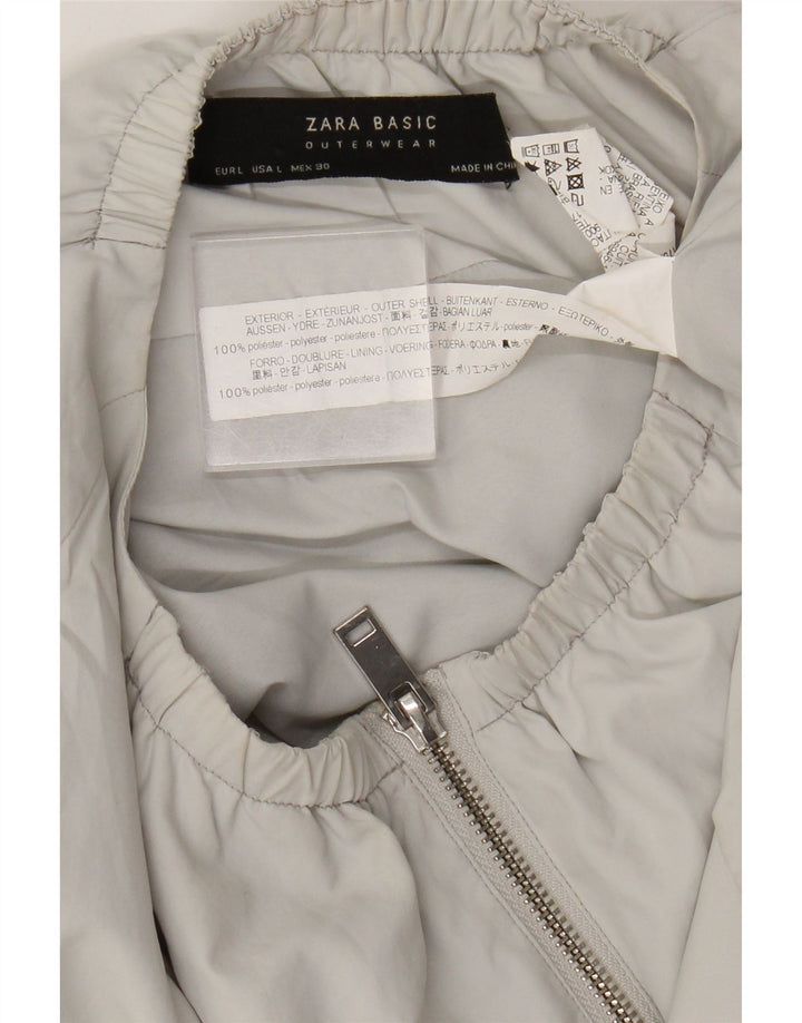 Zara Γυναικείο Bomber Jacket UK 16 Large Grey Polyester