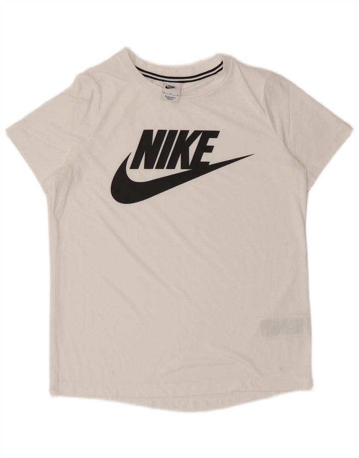 Γυναικείο γραφικό μπλουζάκι Nike τοπ UK 14 μεσαίου λευκού πολυεστέρα