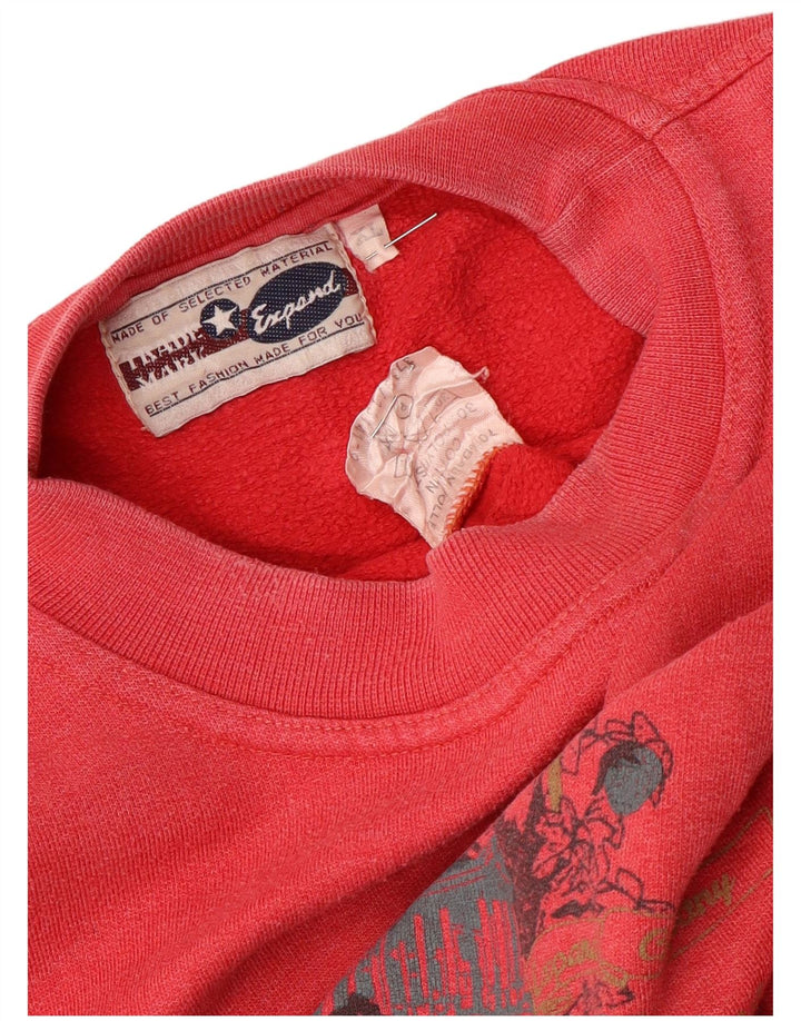 Γυναικείο γραφικό φούτερ Vintage μεγάλου μεγέθους UK 18 XL κόκκινο βαμβακερό