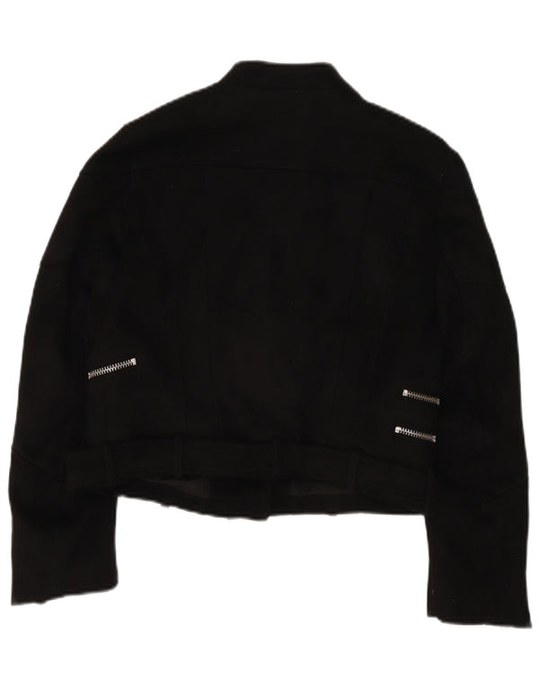 Zara Γυναικείο Trafaluc Crop Biker Jacket UK 12 Medium Black Polyester