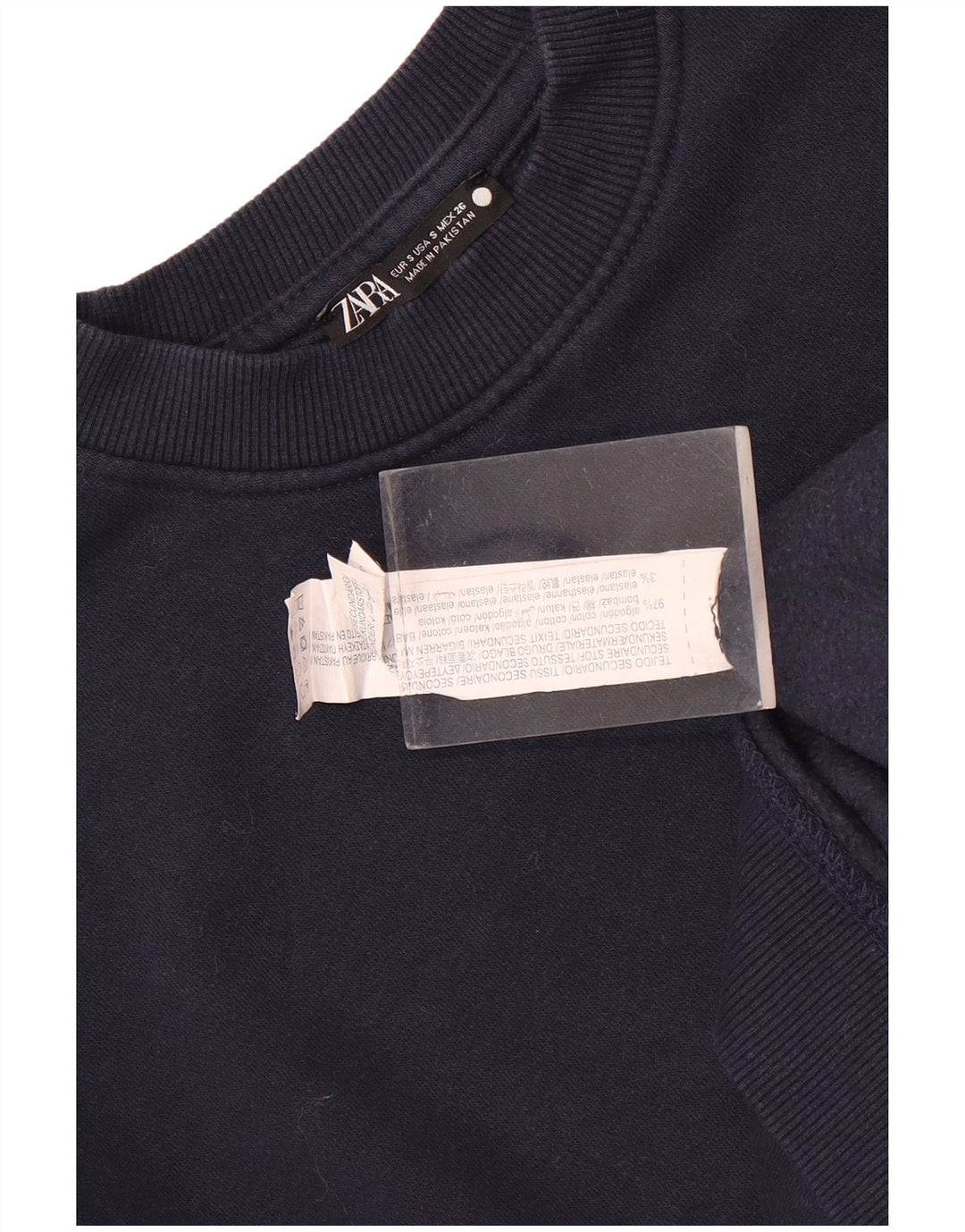 Zara Ανδρικό φούτερ Jumper Small Navy Blue Βαμβακερό