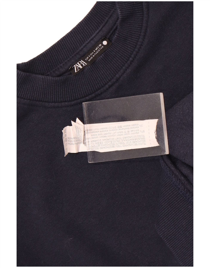 Zara Ανδρικό φούτερ Jumper Small Navy Blue Βαμβακερό