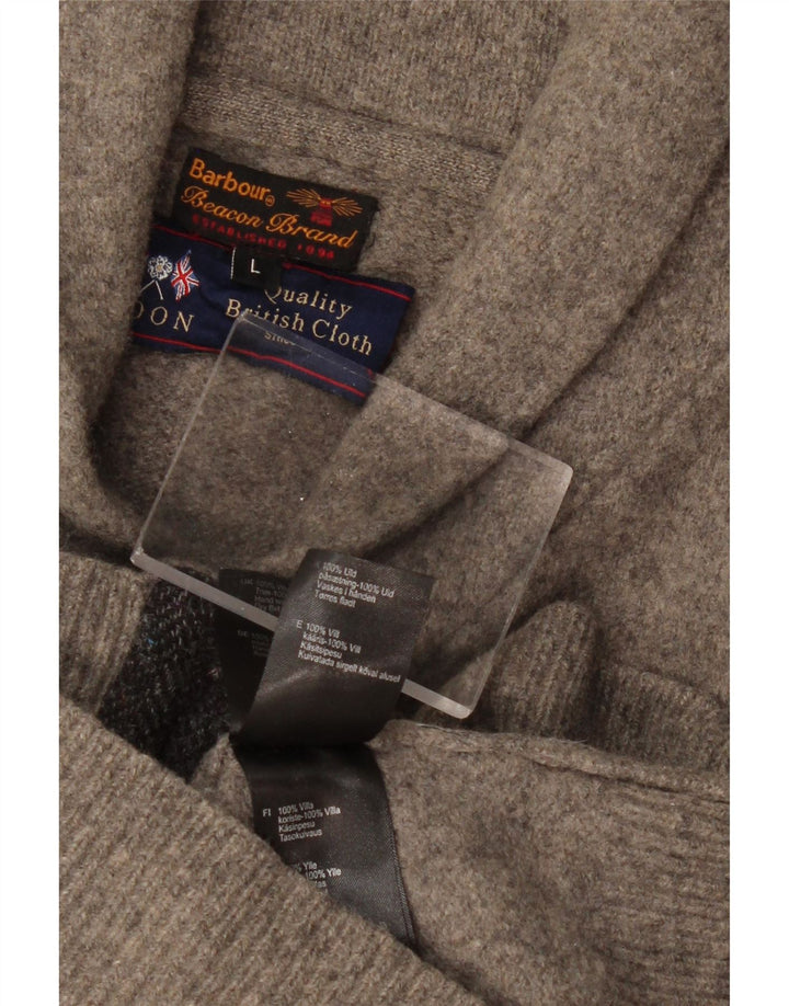 BARBOUR Boys Cardigan πουλόβερ 11-12 ετών Μεγάλο γκρι χρώμα μαλλί